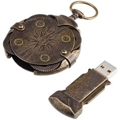 Kompaso formos antikinio aukso spalvos USB atmintinė su užraktu 16 Gb